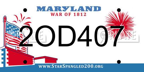 2OD407 Maryland License Plate