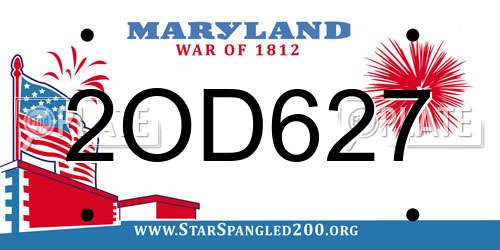 2OD627 Maryland License Plate