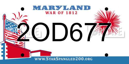 2OD677 Maryland License Plate