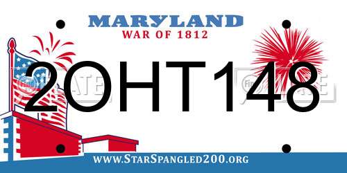2OHT148 Maryland License Plate