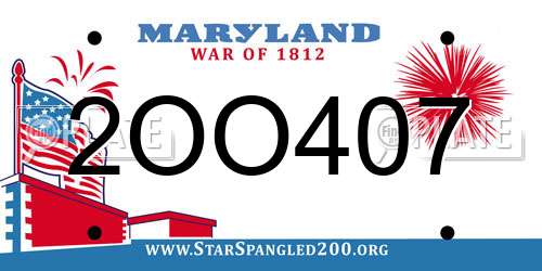 2OO407 Maryland License Plate