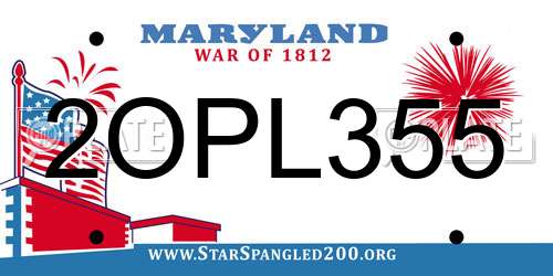 2OPL355 Maryland License Plate