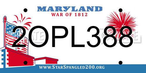 2OPL388 Maryland License Plate