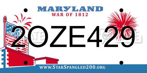 2OZE429 Maryland License Plate