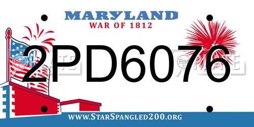 2PD6076 Maryland License Plate