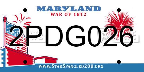 2PDG026 Maryland License Plate