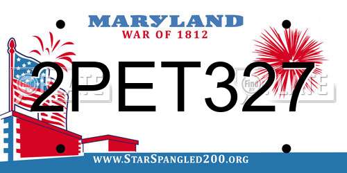 2PET327 Maryland License Plate