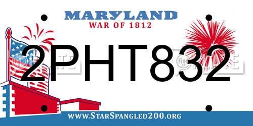 2PHT832 Maryland License Plate