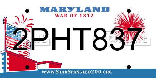 2PHT837 Maryland License Plate