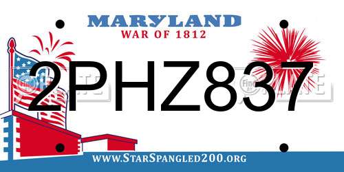 2PHZ837 Maryland License Plate