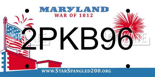 2PKB96 Maryland License Plate