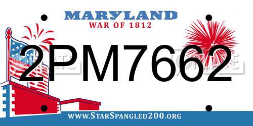 2PM7662 Maryland License Plate