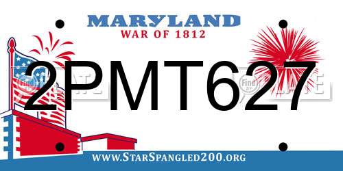 2PMT627 Maryland License Plate