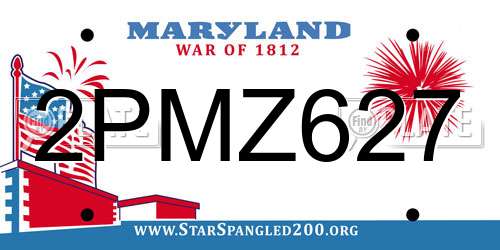 2PMZ627 Maryland License Plate