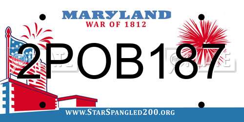 2POB187 Maryland License Plate