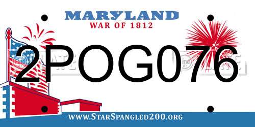 2POG076 Maryland License Plate