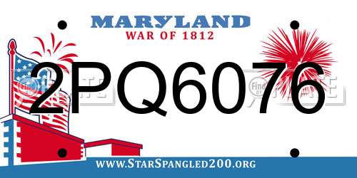 2PQ6076 Maryland License Plate