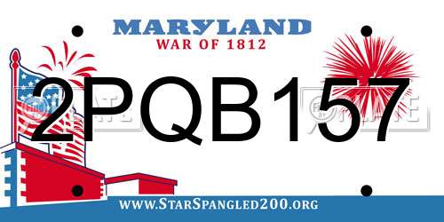 2PQB157 Maryland License Plate