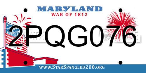 2PQG076 Maryland License Plate