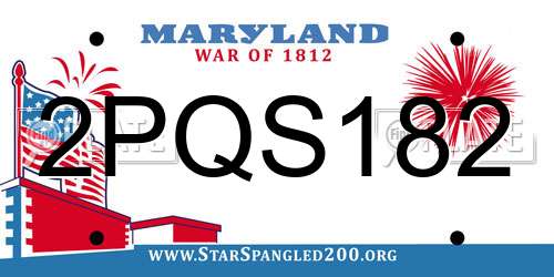 2PQS182 Maryland License Plate