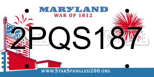 2PQS187 Maryland License Plate