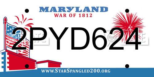 2PYD624 Maryland License Plate