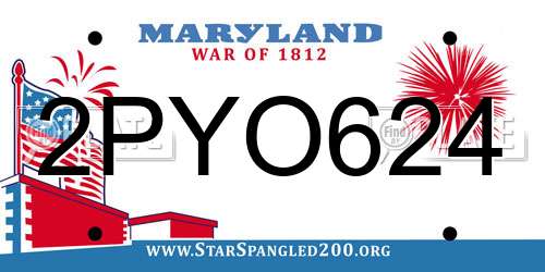 2PYO624 Maryland License Plate