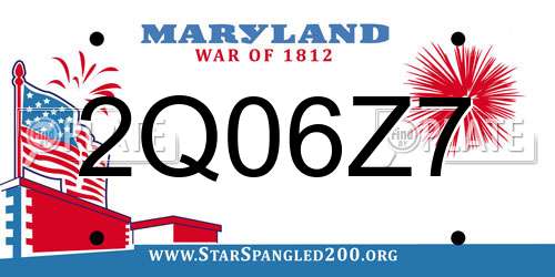 2Q06Z7 Maryland License Plate