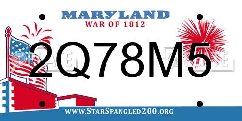 2Q78M5 Maryland License Plate