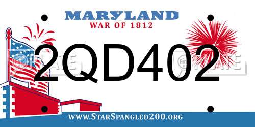 2QD402 Maryland License Plate