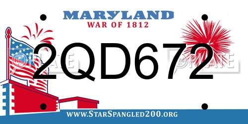 2QD672 Maryland License Plate