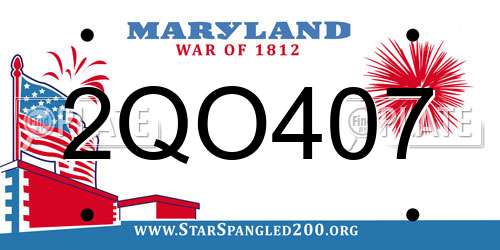 2QO407 Maryland License Plate