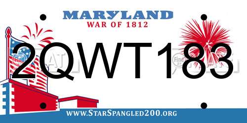 2QWT183 Maryland License Plate