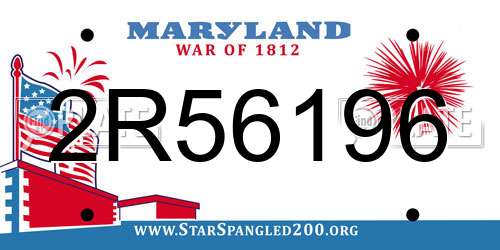2R56196 Maryland License Plate