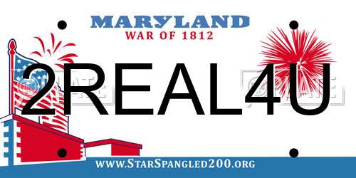 2REAL4U Maryland License Plate