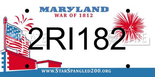 2RI182 Maryland License Plate