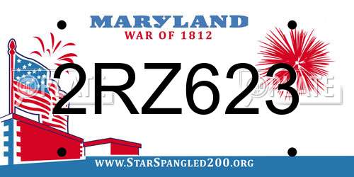 2RZ623 Maryland License Plate