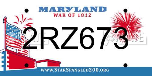 2RZ673 Maryland License Plate