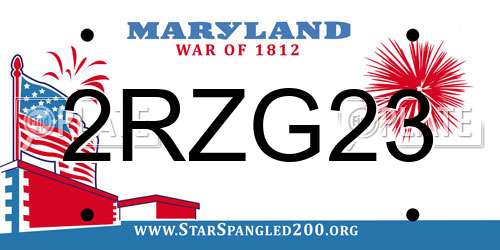 2RZG23 Maryland License Plate