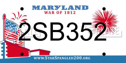 2SB352 Maryland License Plate