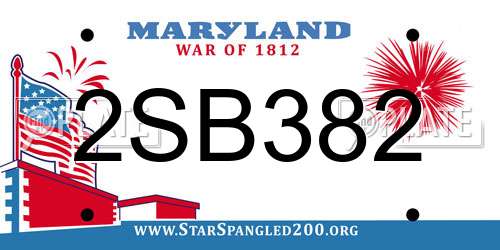 2SB382 Maryland License Plate