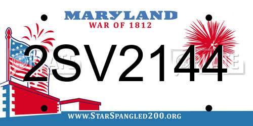 2SV2144 Maryland License Plate