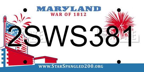 2SWS381 Maryland License Plate