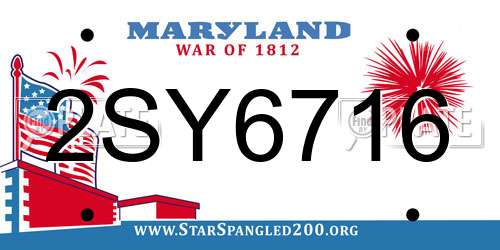 2SY6716 Maryland License Plate