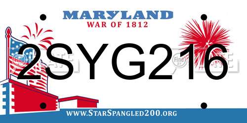2SYG216 Maryland License Plate