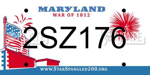 2SZ176 Maryland License Plate