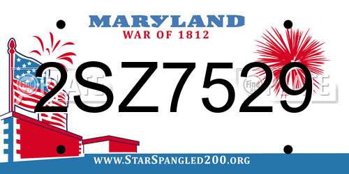 2SZ7529 Maryland License Plate