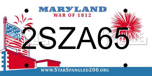 2SZA65 Maryland License Plate