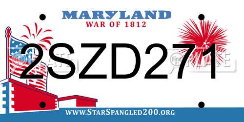2SZD271 Maryland License Plate