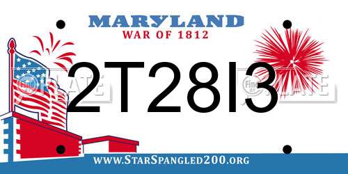 2T28I3 Maryland License Plate